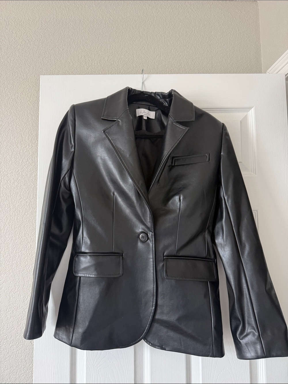 Lacademie Faux Leather Blazer